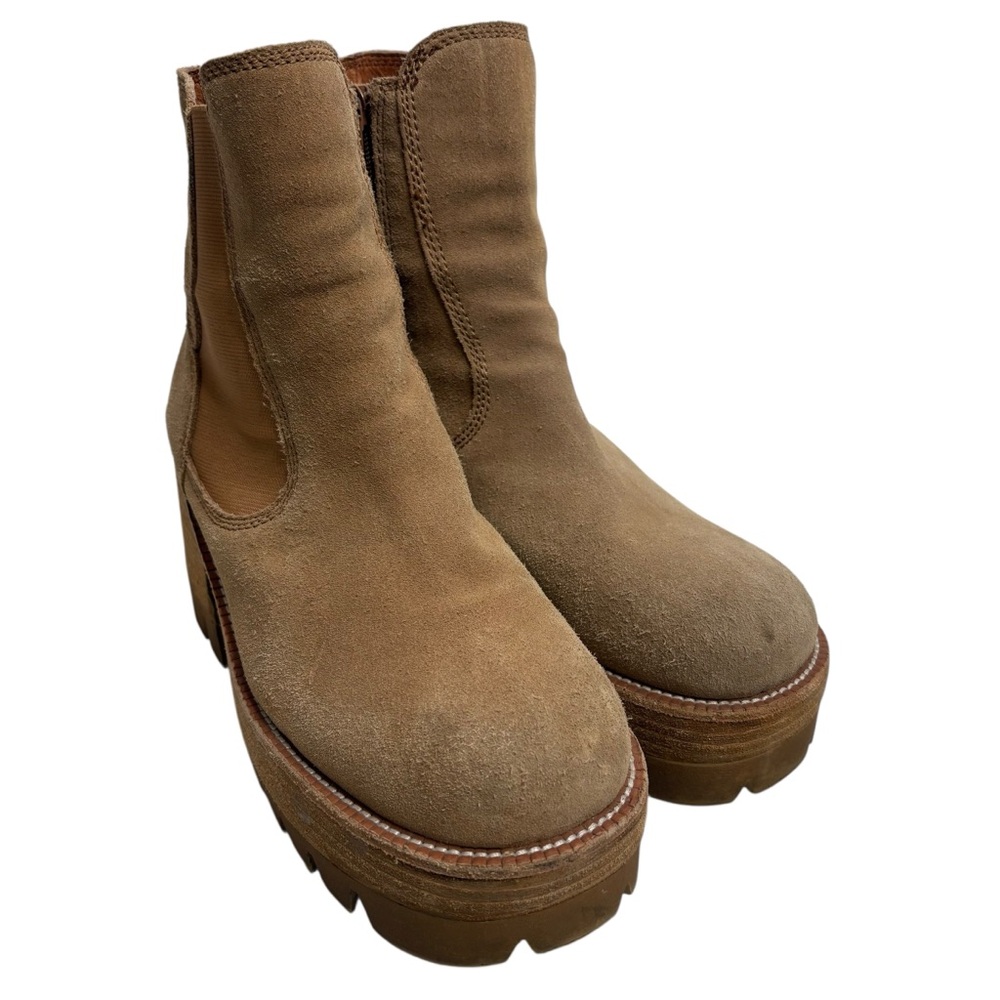 Jeffrey Campbell x Free People Tan Platform Suede Ankle Boots